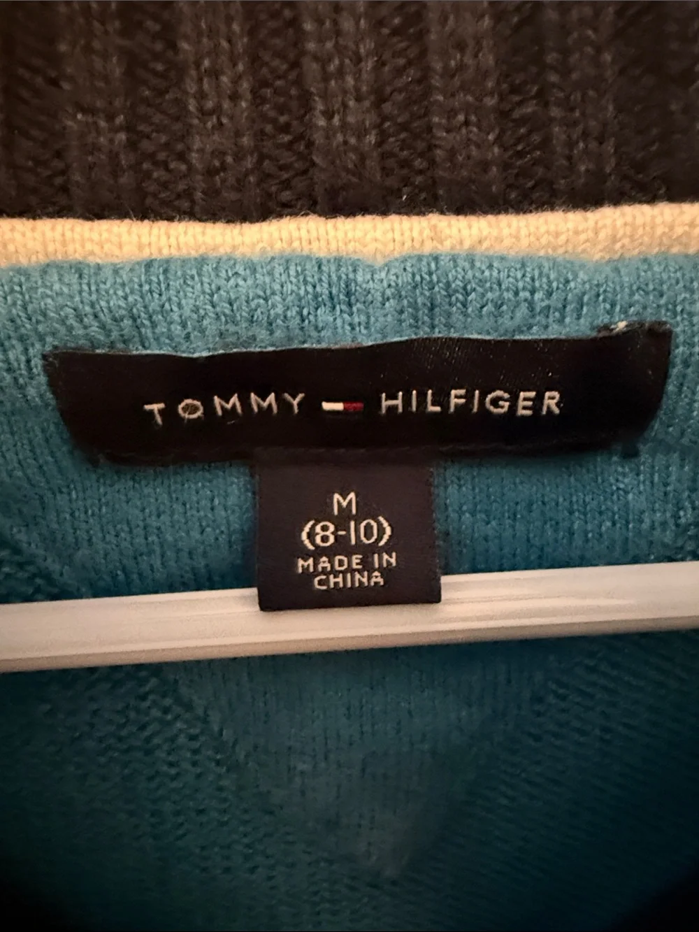 Tommy Hilfiger Teal and Navy Full-Zip Knit Jacket